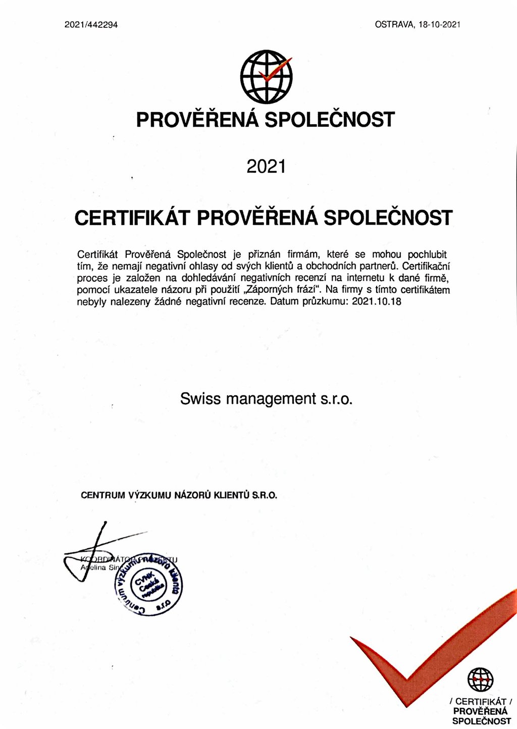 Prověřená společnost 2021